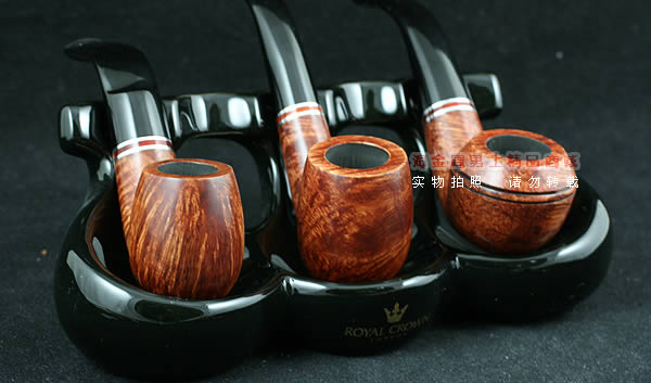 英国皇冠ROYAL CROWN骨瓷3斗烟斗架|黑色-1