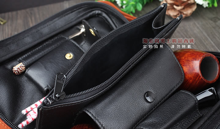 【淘金周】英国登喜路 DUNHILL真皮烟斗包两斗包 PA2022-12