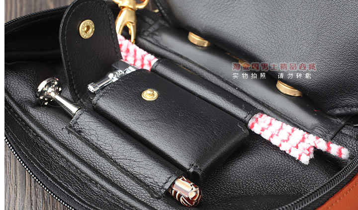 【淘金周】英国登喜路 DUNHILL真皮烟斗包两斗包 PA2022-6