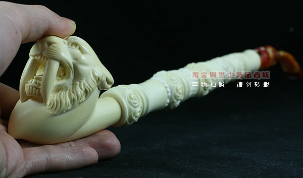 土耳其PAKTAS海泡石烟斗|6件套加长大号剑齿虎斗-11