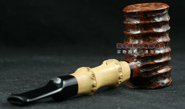 自由品牌石楠木手工烟斗|竹节锺子斗101-3