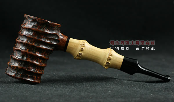 自由品牌石楠木手工烟斗|竹节锺子斗101-4