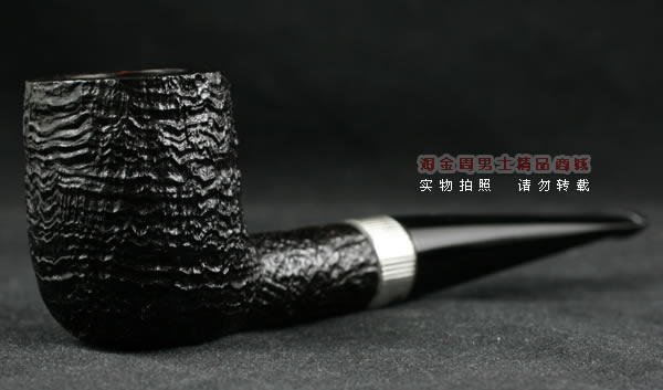Dunhill登喜路石楠木烟斗|贝壳喷砂银环斗4103-1