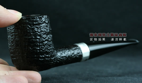 Dunhill登喜路石楠木烟斗|贝壳喷砂银环斗4103-10