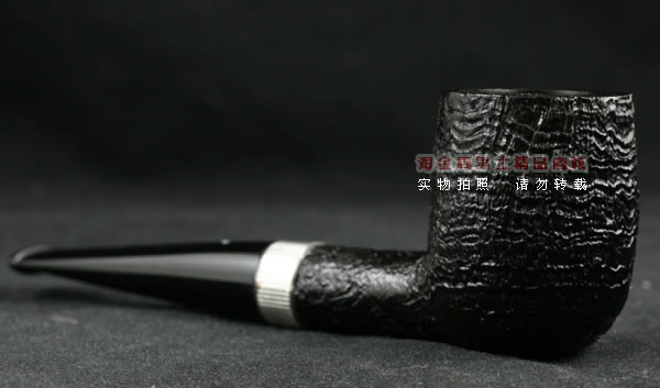 Dunhill登喜路石楠木烟斗|贝壳喷砂银环斗4103-2
