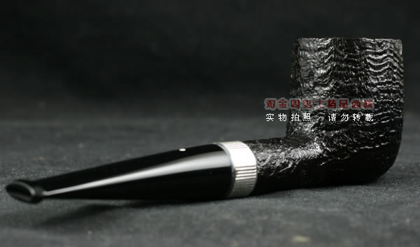 Dunhill登喜路石楠木烟斗|贝壳喷砂银环斗4103-3
