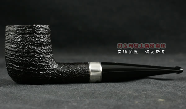 Dunhill登喜路石楠木烟斗|贝壳喷砂银环斗4103-4