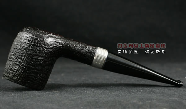 Dunhill登喜路石楠木烟斗|贝壳喷砂银环斗4103-5