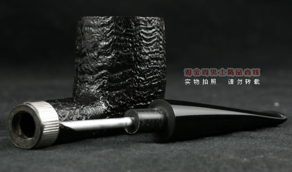 Dunhill登喜路石楠木烟斗|贝壳喷砂银环斗4103-8