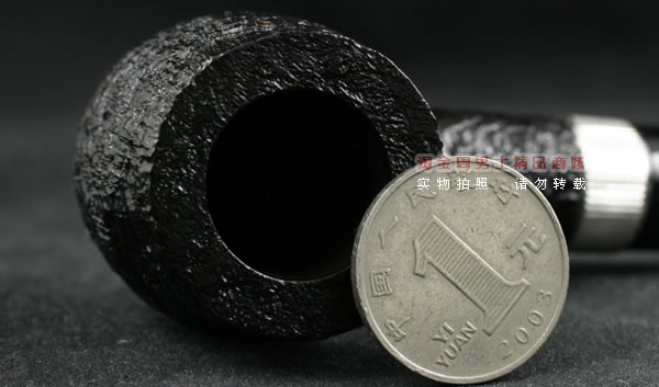 Dunhill登喜路石楠木烟斗|贝壳喷砂银环斗4103-9