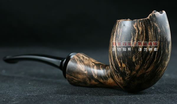 淘金周石楠木手工烟斗|火焰纹斗108-2