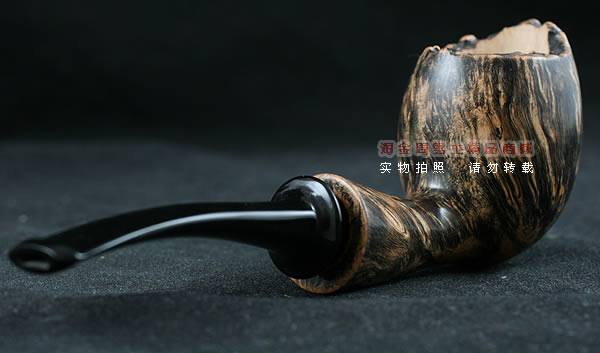 淘金周石楠木手工烟斗|火焰纹斗108-3