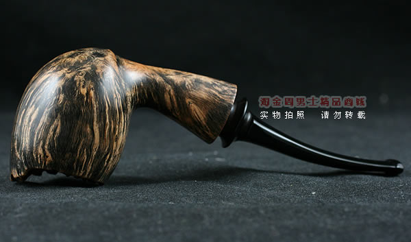 淘金周石楠木手工烟斗|火焰纹斗108-5