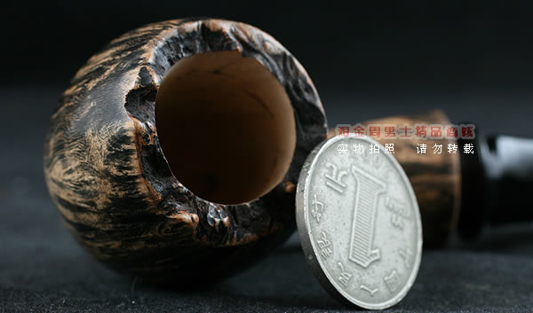 淘金周石楠木手工烟斗|火焰纹斗108-7