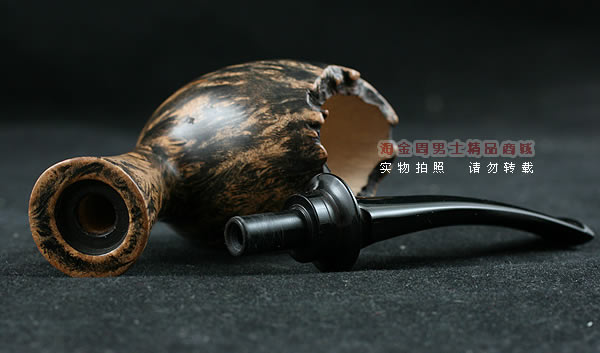 淘金周石楠木手工烟斗|火焰纹斗108-8