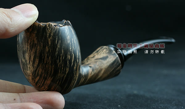 淘金周石楠木手工烟斗|火焰纹斗108-9