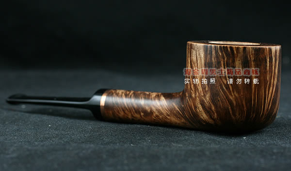 淘金周石楠木手工烟斗|火焰纹斗109-2