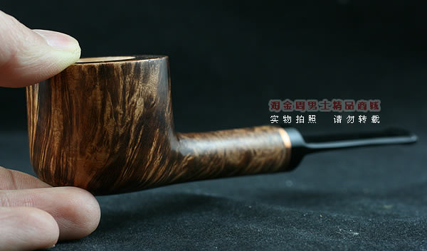 淘金周石楠木手工烟斗|火焰纹斗109-9