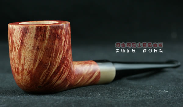 淘金周石楠木手工烟斗|火焰纹斗110-1