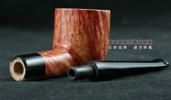 淘金周石楠木手工烟斗|火焰纹斗110-7