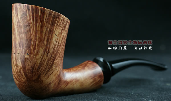 淘金周石楠木手工烟斗|火焰纹斗112-1