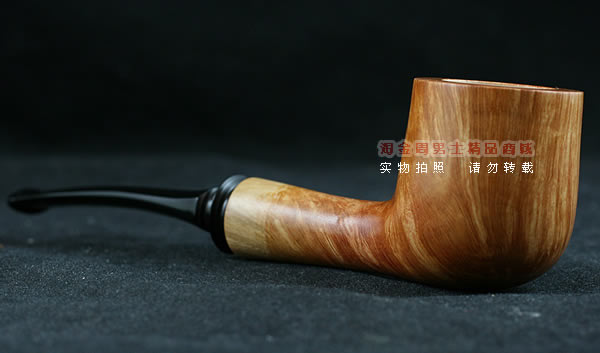 淘金周石楠木手工烟斗|火焰纹斗113-2
