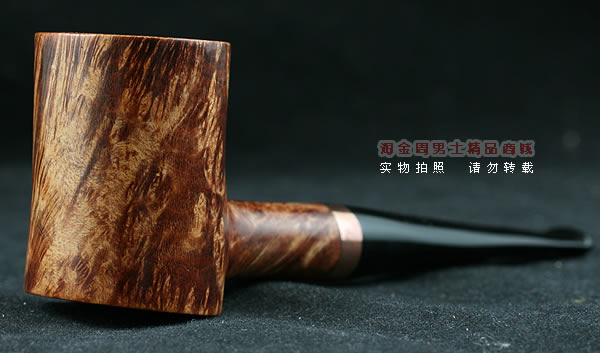 淘金周石楠木手工烟斗|火焰纹锤子斗114-1