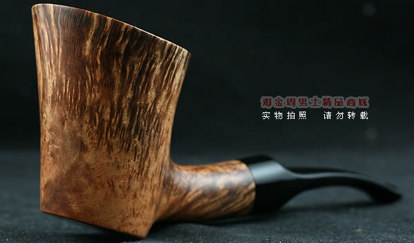 淘金周石楠木手工烟斗|火焰纹锤子斗115-1