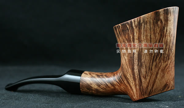 淘金周石楠木手工烟斗|火焰纹锤子斗115-2