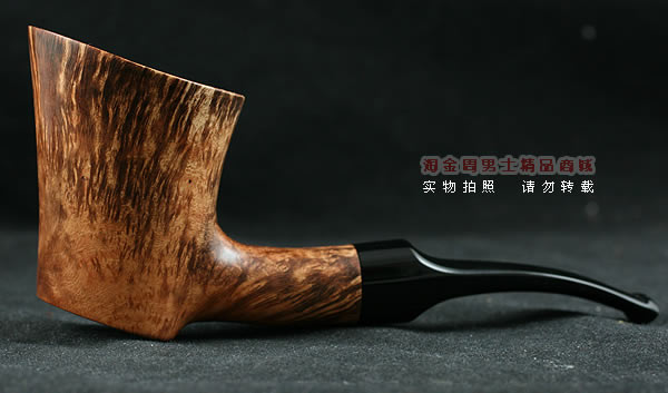 淘金周石楠木手工烟斗|火焰纹锤子斗115-4
