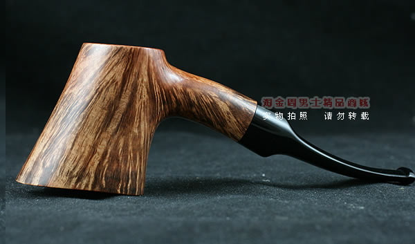 淘金周石楠木手工烟斗|火焰纹锤子斗115-5