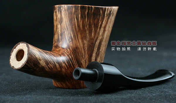 淘金周石楠木手工烟斗|火焰纹锤子斗115-8