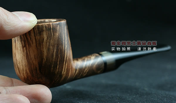 淘金周石楠木手工烟斗|特价火焰纹斗116-11