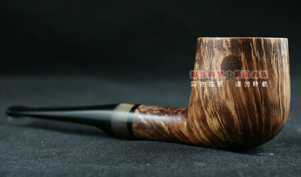 淘金周石楠木手工烟斗|特价火焰纹斗116-2
