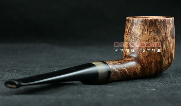淘金周石楠木手工烟斗|特价火焰纹斗116-3