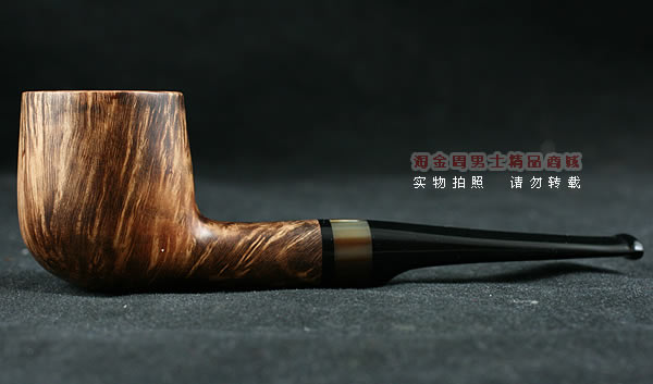 淘金周石楠木手工烟斗|特价火焰纹斗116-4