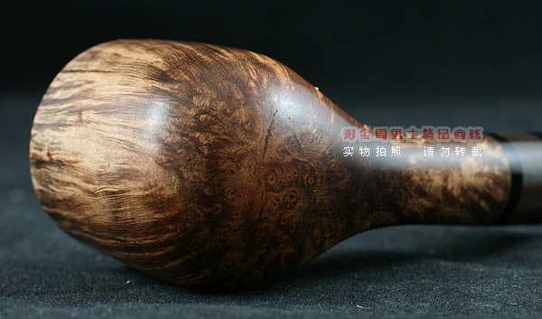 淘金周石楠木手工烟斗|特价火焰纹斗116-6