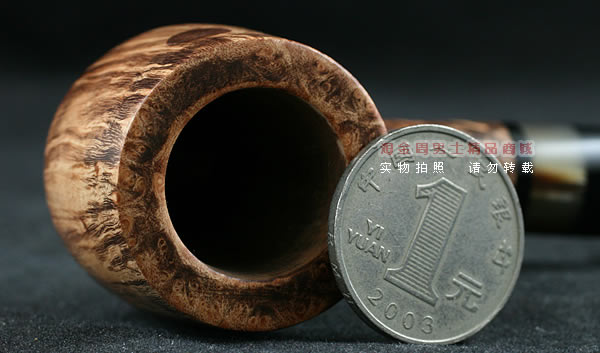 淘金周石楠木手工烟斗|特价火焰纹斗116-7