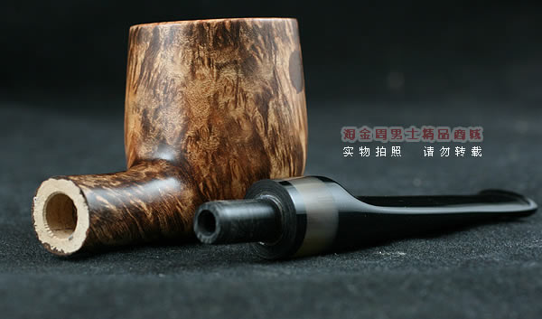 淘金周石楠木手工烟斗|特价火焰纹斗116-8