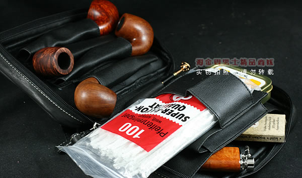 进口烟具 原装正品意大利lubinski真皮4斗烟斗皮包 I571-8