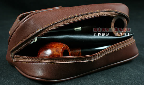 进口烟具 原装正品意大利lubinski真皮2斗烟斗皮包 I703咖啡色-3