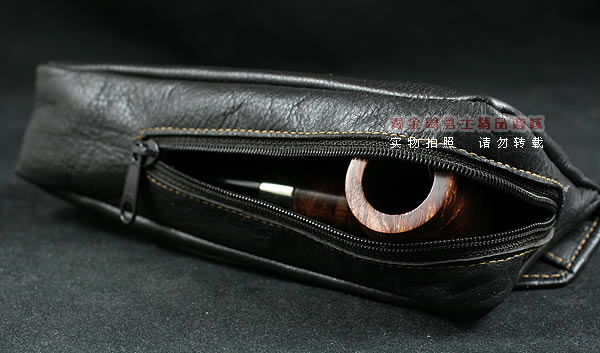 进口烟具 原装正品意大利lubinski真皮单斗烟斗皮包 I709咖啡色-3