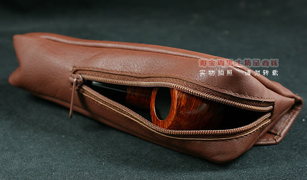 进口烟具 原装正品意大利lubinski真皮单斗烟斗皮包 I709棕色-5