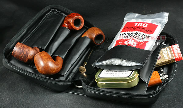 进口烟具 原装正品意大利lubinski真皮4斗烟斗皮包 I764黑色-7