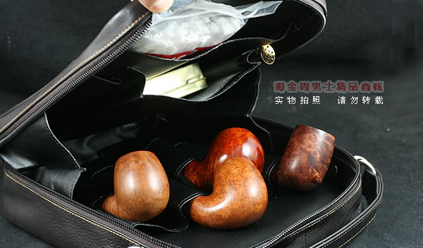 进口烟具 原装正品意大利lubinski真皮8斗烟斗皮包 I768棕色-7