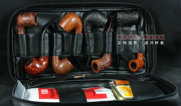进口烟具 原装正品意大利lubinski真皮8斗烟斗皮包 I770黑色-4