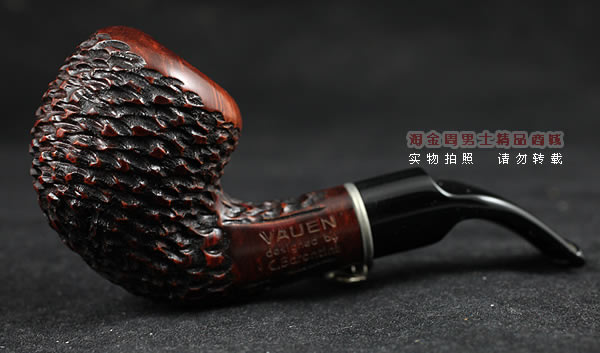 原装进口 正品德国华云VAUEN石楠木银圈烟斗 特惠6件套装刻花弯斗-4