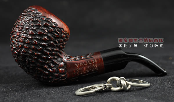 原装进口 正品德国华云VAUEN石楠木银圈烟斗 特惠6件套装刻花弯斗-5