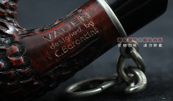 原装进口 正品德国华云VAUEN石楠木银圈烟斗 特惠6件套装刻花弯斗-7