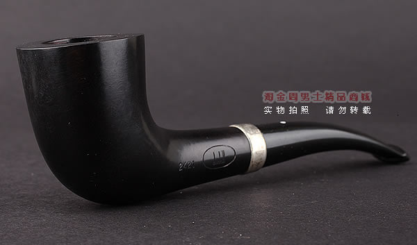 英国Dunhill登喜路 进口石楠木手工烟斗 银圈黑色礼服DRESS 2421-1